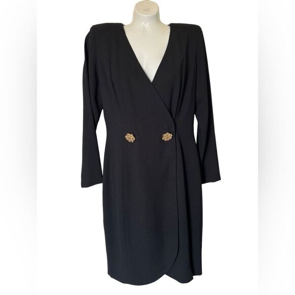 Vintage Morton Myles for Neiman Marcus Black Wrap Beaded Back Dress - Picture 3 of 14